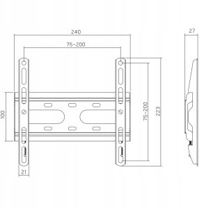 C11F - Solidny kompaktowy płaski uchwyt do telewizorów LCD LED 23&quot;-50&quot; 7