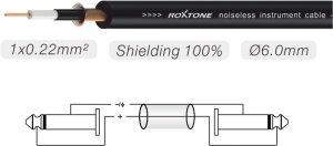 Roxtone Kabel instrumentalny SMART Jack 6,3mm 1m SGJJ100L1 2