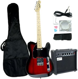 Gitara elektryczna - kompletny zestaw -Golden Guitar TEEG-30 Czarno-czerwona Telecaster one size 1
