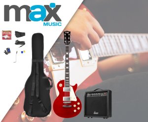 Zestaw: Gitara elektryczna GigKit w stylu LP ciemnoczerwona+ wzmacniacz+ akcesoria one size 2