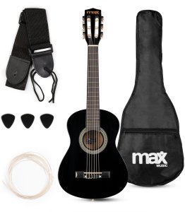 Gitara klasyczna 1/4 dla dziecka czarna SoloArt Max+ akcesoria one size 1
