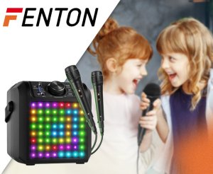 Głośnik Karaoke LED 2x mikrofon KAR50B Fenton Czarny one size 2