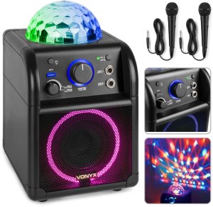 Głośnik karaoke Vonyx SBS55B 2x mikrofon BT LED one size 1