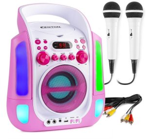 Karaoke system z CD i 2 mikrofonami SBS30P różowy one size 2