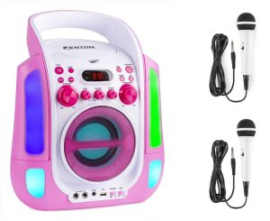 Karaoke system z CD i 2 mikrofonami SBS30P różowy one size 3