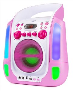 Karaoke system z CD i 2 mikrofonami SBS30P różowy one size 6