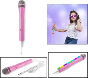 Mikrofon karaoke z oświetleniem RGB KMD55P różowy one size 2