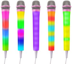 Mikrofon karaoke z oświetleniem RGB KMD55P różowy one size 3