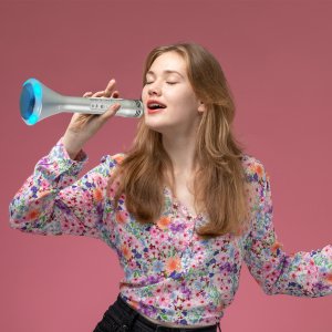 Mikrofon z głośnikiem do karaoke Party KAMIC kolor srebrny one size 10