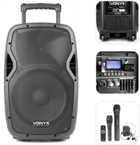 Kolumna mobilna z mikrofonami 600W Vonyx AP1200PA 12" one size 2
