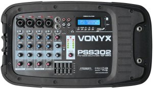 Zestaw nagłośnieniowy 300W 2x kolumna 10'' mikser mikrofon statywy Vonyx one size 11