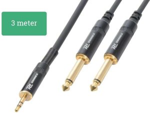Kabel mini Jack męski (3,5mm) Stereo - 2x Jack 6,3mm Mono 3m one size 1