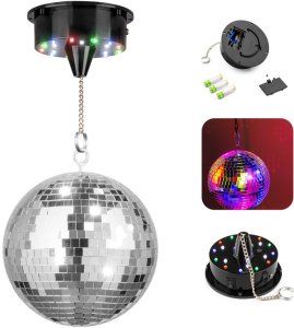 Zestaw: Kula lustrzana 20cm+ napęd bateryjny z diodami LED one size 1