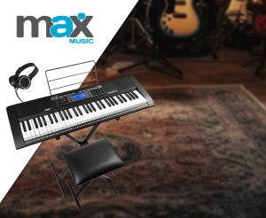 Zestaw: Keyboard 61-klawiszy bateryjny+ statyw+ ławka+ słuchawki Rhapsody61 Max one size 2