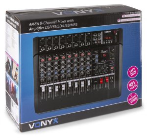 Vonyx Powermikser 8-kanałowy DSP BT SD USB MP3 AM8A one size 8