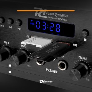 Power Dynamics Wzmacniacz audio PV220BT 2 strefowy 100W USB SD BT FM LED pilot one size 13