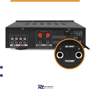 Power Dynamics Wzmacniacz audio PV220BT 2 strefowy 100W USB SD BT FM LED pilot one size 10