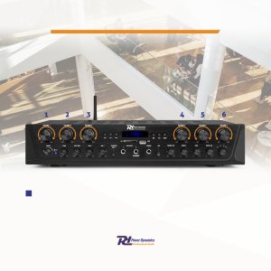 Power Dynamics Wzmacniacz audio PV260BT 6 strefowy 600W BT USB SD FM pilot one size 8