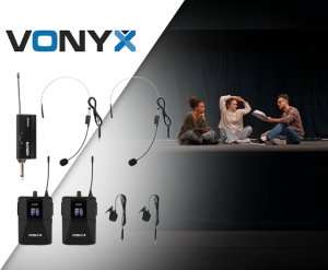 Mikrofon Vonyx Zestaw Bezprzewodowych mikrofonów Bodypack P&P UHF WM552B one size 2