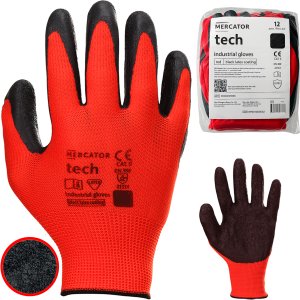 Rękawice Robocze MERCATOR Tech Red+Black Latex - 12 Par (8 - M) 3