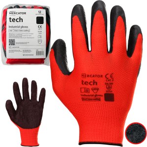 Rękawice Robocze MERCATOR Tech Red+Black Latex - 12 Par (8 - M) 4