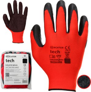 Rękawice Robocze MERCATOR Tech Red+Black Latex - 12 Par (8 - M) 5