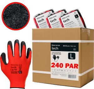 Rękawice Robocze MERCATOR Tech Red+Black Latex - 240 Par (8 - M) 14