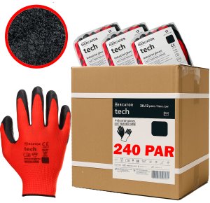 Rękawice Robocze MERCATOR Tech Red+Black Latex - 240 Par (8 - M) 2