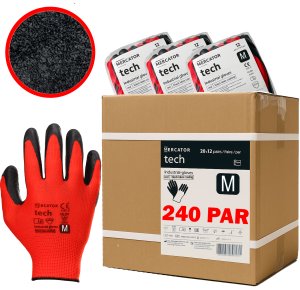 Rękawice Robocze MERCATOR Tech Red+Black Latex - 240 Par (7 - S) 13