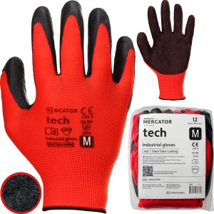 Rękawice Robocze MERCATOR Tech Red+Black Latex - 12 Par (7 - S) 11