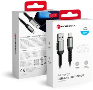 Kabel USB ForCell USB-A - Lightning 0.25 m Czarny 4
