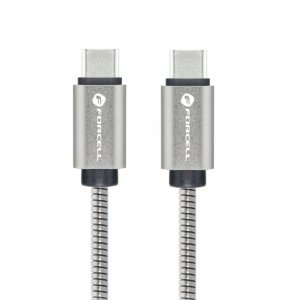 Kabel USB C do USB C Forcell F-Energy QC4.0 PD 5A 100W E-Mark Metal 2 m C239 srebrny 1