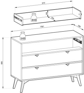 Komoda Silva KSZ-106 w kolorze Eukaliptus + Jodełka Scandi 9
