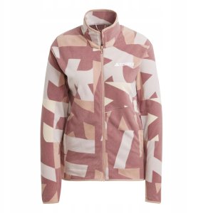 Bluza damska adidas TERREX Multi Printed Full-Zip Fleece Jacket - woner beige/quiet crimson rozmiar: s 1