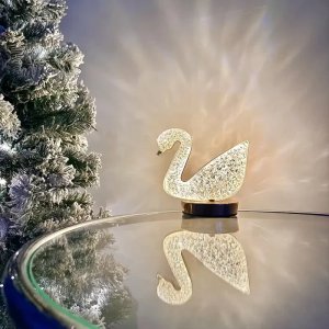 Lampa stołowa LED kryształowa złoty łabędź dotykowa 3-barwy CCT USB 2