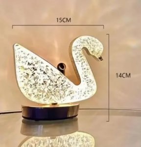 Lampa stołowa LED kryształowa złoty łabędź dotykowa 3-barwy CCT USB 5