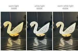 Lampa stołowa LED kryształowa złoty łabędź dotykowa 3-barwy CCT USB 7