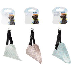 Trójkątny szalik 15x9cm chusta w kratę z obrożą 30cm dla psa lub kota 8