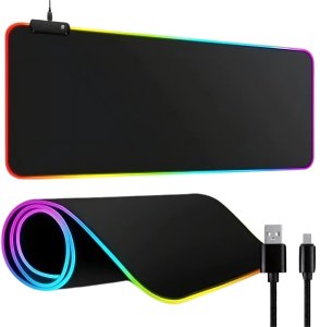 Podkładka gamingowa podświetlana rgb xxl 90x40 pod myszkę klawiaturę usb 1