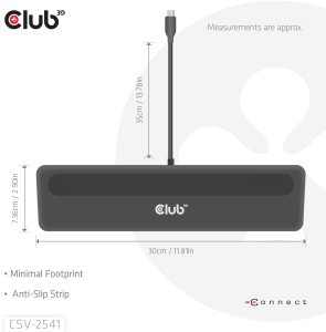Club3D Dokovací stanice USB-C 12v1, 2xHDMI, 1xDP, 2xUSB-C, 3xUSB, 1xRJ45, 1x3.5mm, černá 4