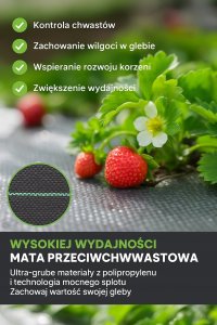 Agrotkanina czarna 1,1x50m UV 135g antychwastowa agrowłóknina + kotwy 3