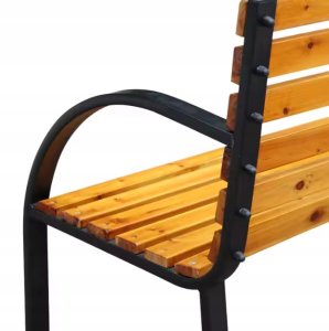 ŁAWKA OGRODOWA DREWNIANA METALOWA ŁAWECZKA PARKOWA CMENTARNA Z OPARCIEM 6