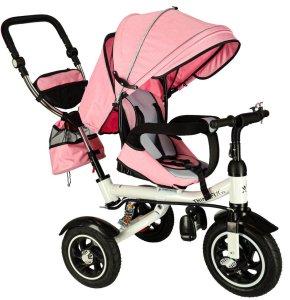 Rowerek trójkołowy Trike Fix V3 rower spacerówka 3w1 obracany 360 wolne koło różowy Kik Sp. z o. o. Sp. k. 4