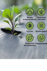 Agrotkanina czarna 160 cm x50m UV 90g antychwastowa agrowłóknina + kotwy 2