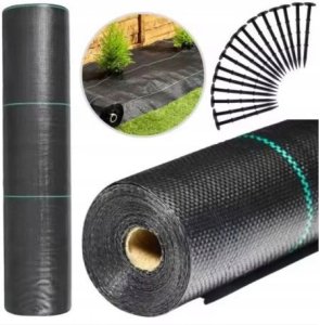 Agrotkanina czarna 100 cm x50m UV 70g antychwastowa agrowłóknina  + kotwy 1