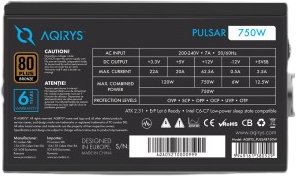 Zasilacz AQIRYS Zasilacz ATX / 80 Plus Bronze Certified PULSAR 750W 6YW black 3