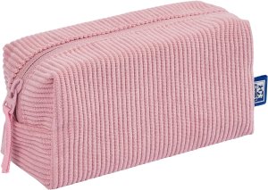 Piórnik kosmetyczka etui saszetka sztruksowy czarny różowy OXFORD 3