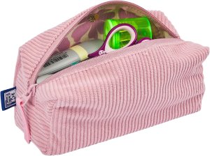 Piórnik kosmetyczka etui saszetka sztruksowy czarny różowy OXFORD 6