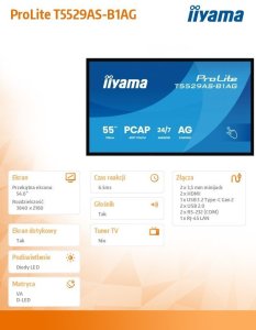 Monitor iiyama Monitor 55 cali T5529AS-B1AG VA,4K,HDMIx2,USB-C,RJ45,2x10W,WiFi, Android 14, Signal FailOver, Whiteboard, iiSignage2 (CMS), IIYAMA 16