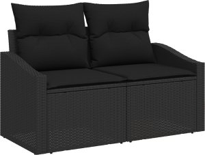 vidaXL Zestaw Sofy Ogrodowej 6 Części z Poduszkami Czarny Rattan 3